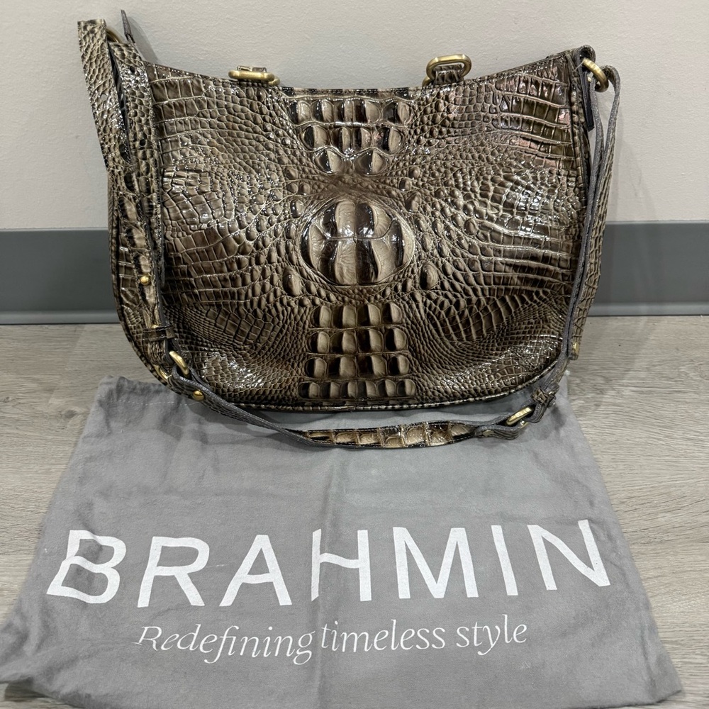 Brahmin Bag Shoulder in Melbourne Leather Tan Taupe Brown